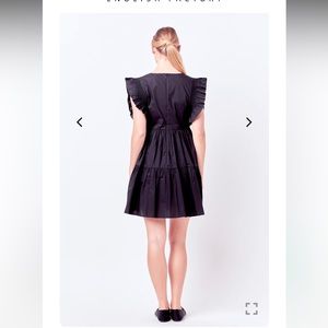 English factory ruffled dress with smocking detail new black L